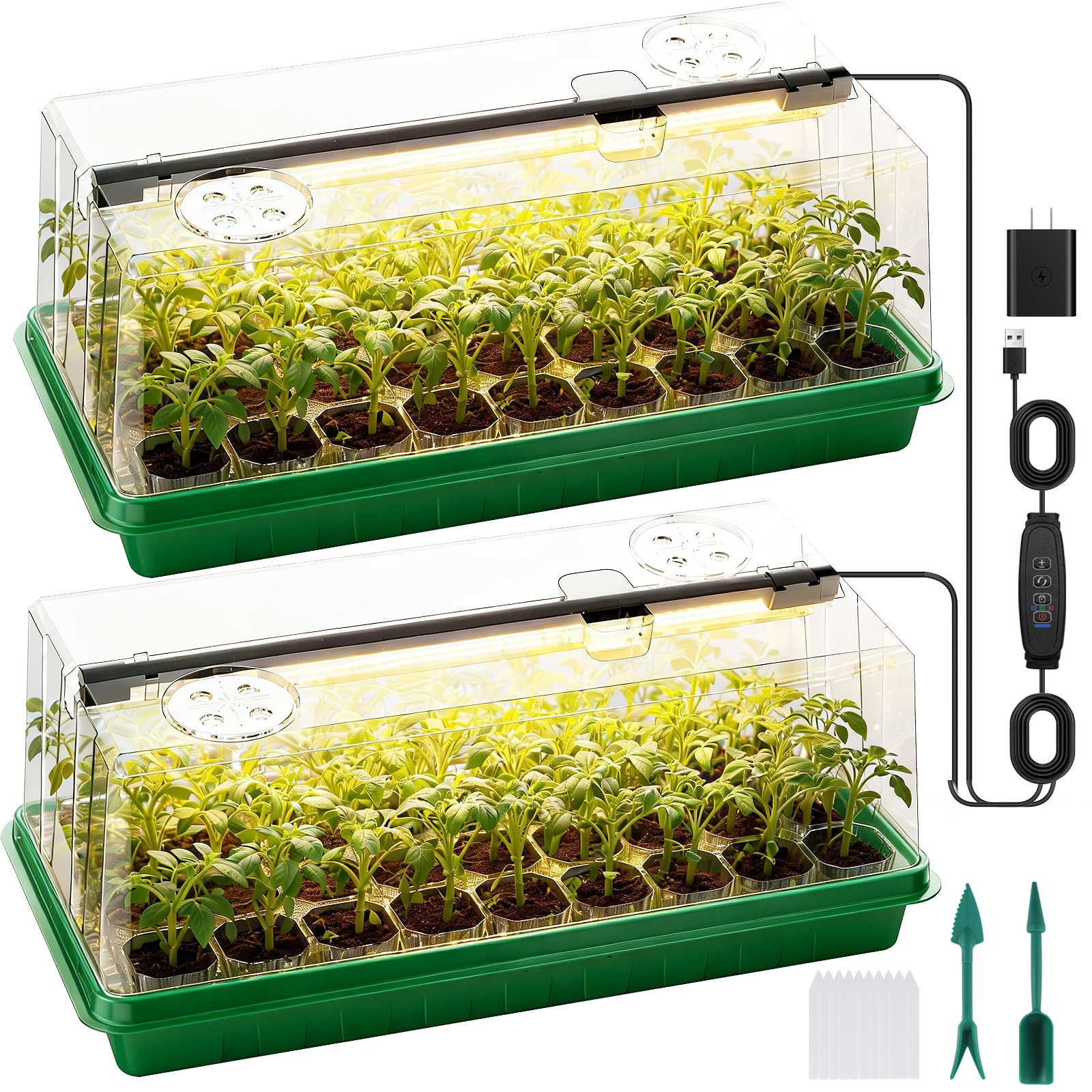 72 Cells Seed Starter Tray with Grow Light, Seed Starter Kit Full Spectrum with 5 Dimmable Brightness & Timer, Indoor Plant Grow Tray for Beginners & Seasoned Gardeners, Gardening Gifts