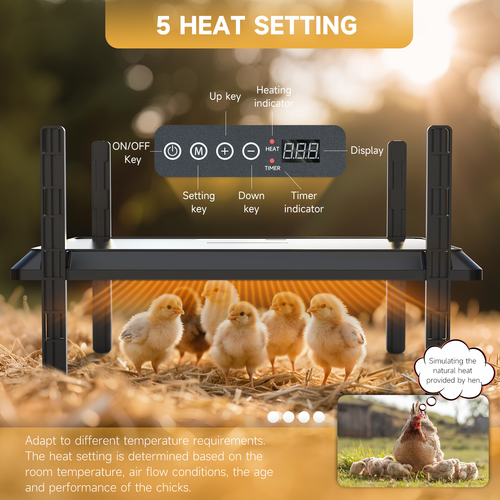 12 * 15 Inch Brooder Heat Plate for Chicks or Ducklings, Adjustable Height Chicken Brooder Heater for 20 Chicks.Chicken Coop Heater with Safety Indicator, 75 Watts
