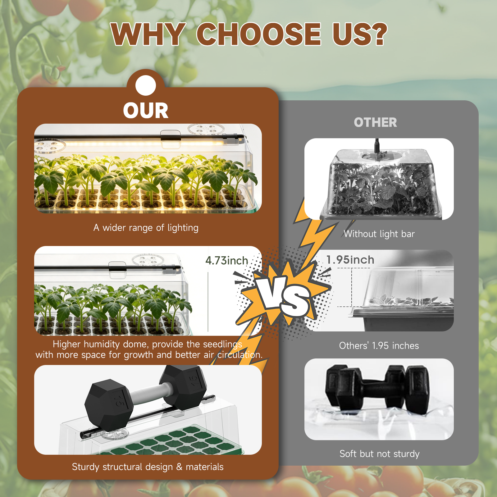 72 Cells Seed Starter Tray with Grow Light, Seed Starter Kit Full Spectrum with 5 Dimmable Brightness & Timer, Indoor Plant Grow Tray for Beginners & Seasoned Gardeners, Gardening Gifts